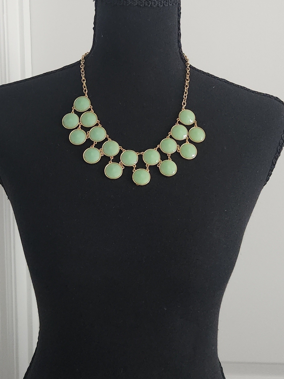 Gold-Tone Mint Green Bib Necklace
